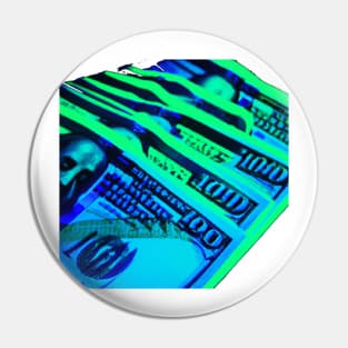 Cash Money Green Blue Hundred Dollar Bills Pin