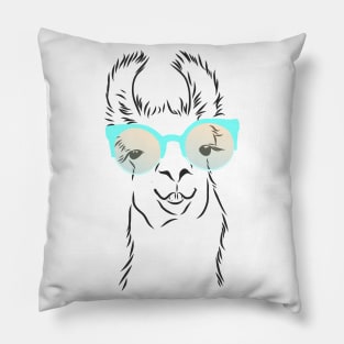 cute hipster llama in trendy colorful glasses Pillow