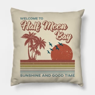 Half Moon Bay Beach - Half Moon Bay Beach Retro Sunset Pillow