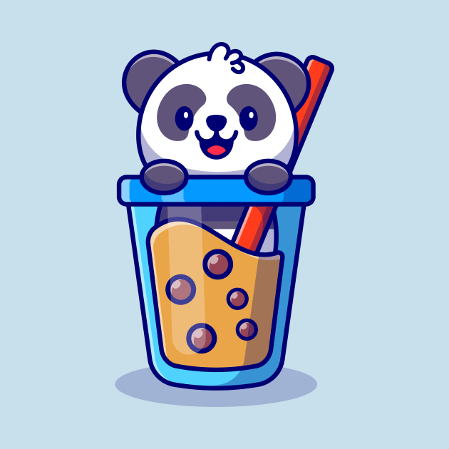 Cute Panda With Boba Milk Tea Cartoon by Catalyst Labs