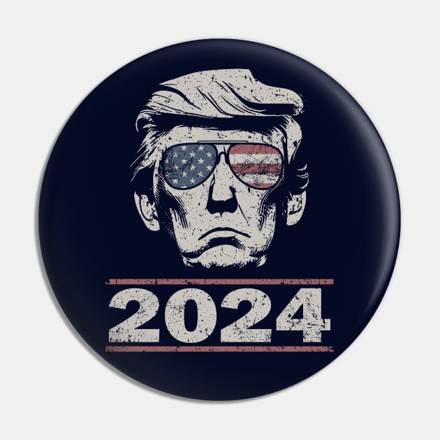 Donald Trump 2024 Vintage American Flag Sunglasses Mugshot Pin by Etopix