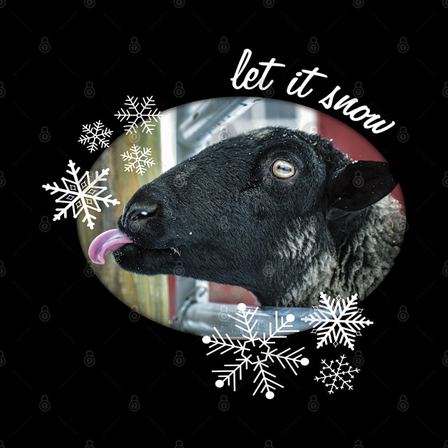 Sassy Snowflake Chomping Sheep - Let it Snow! by Painted Tiger Designs