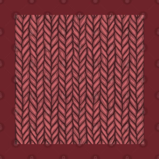 Deep Red Winter Knit Pattern Drawing by Slightly Unhinged