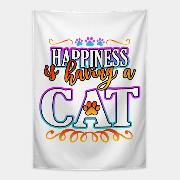 Happiness Is Having A Cat Tapestry by Shawnsonart