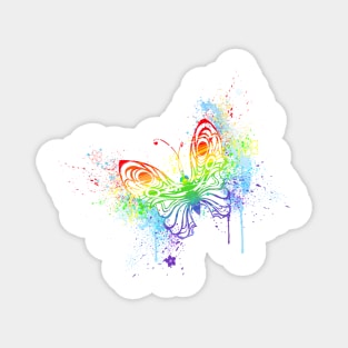 Watercolor rainbow butterfly with spray Magnet