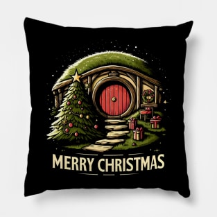 Merry Christmas - Festive Round Door - Fantasy Christmas Pillow