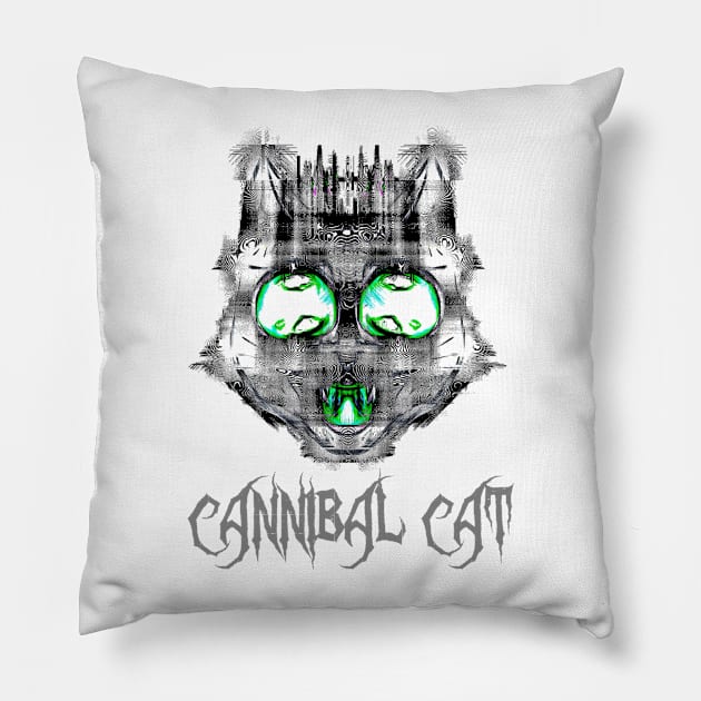 Cannibal Cat Green Cataracts Pillow by 2ndEnd