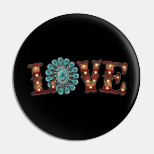 Love Turquoise Gem Stone Pin