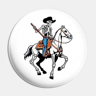 Funny Cowgirl Western Rodeo Skeleton Retro Pin