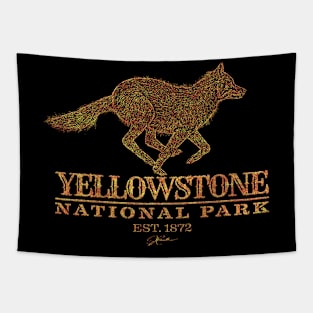 Yellowstone National Park Running Wolf Tapestry