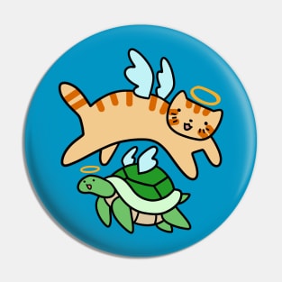 Angel Cat and Angel Turtle Pin