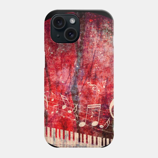 Piano Keyboard with rose and notes Phone Case by AnnArtshock