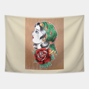 Gypsy Girl Tattoo Design Tapestry