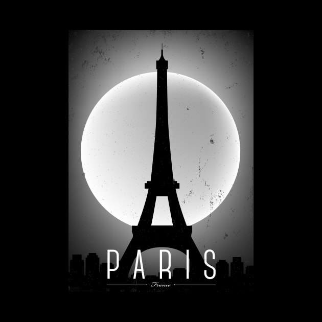 Paris black and white poster by kursatunsal