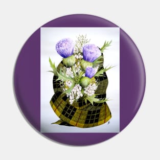 A Scottish Bouquet Watercolour Painting Pin