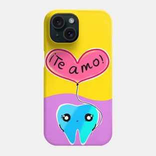 Cute Valentine's day illustration - Spanish - Diente con globo Te amo - for Dentists, Hygienists, Dental Assistants, Dental Students and anyone who loves teeth by Happimola Phone Case