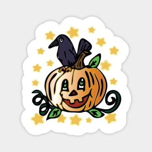 Halloween Pumpkin Patch Crow Magnet