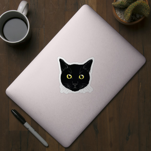 Black Cat Face Yellow Eyes Black Cat Face Sticker Teepublic