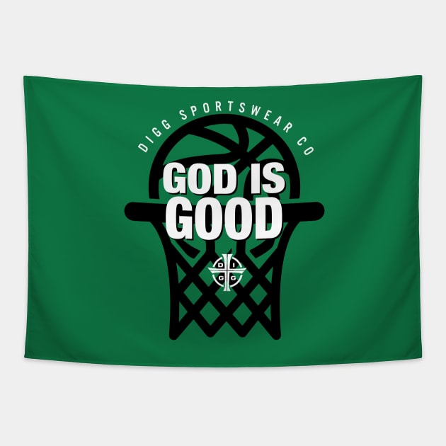 GOD IS GOOD (GREEN & BLACK) Tapestry by diggapparel