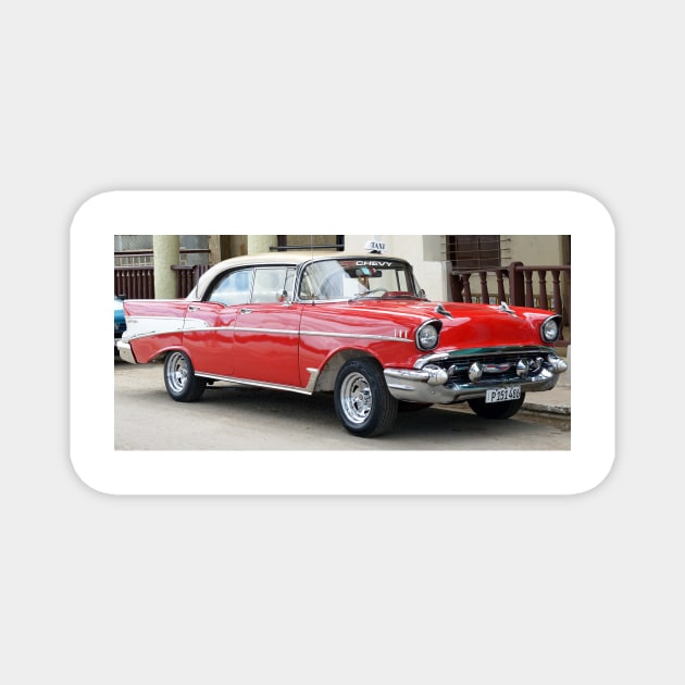 Red and White 1956 Chevy Bel Air....Sweet! Magnet by fparisi753