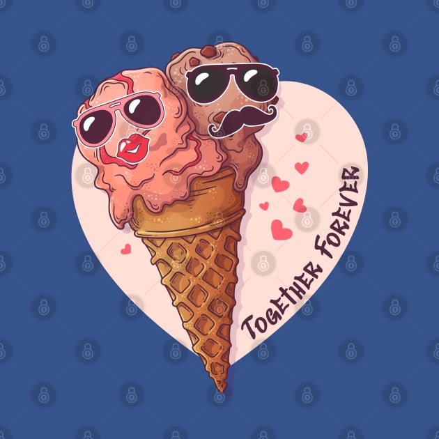 Together Forever Ice Cream Cones Couple by Mako Design 