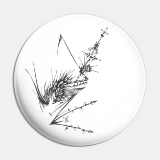 Antenna Unique Black White Abstract Art Pin