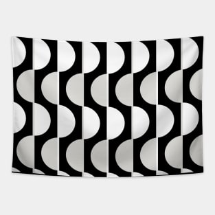 Black and White Retro Half-Circles Tapestry