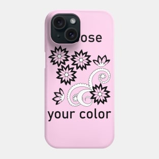 Doodle composition of the black-pink flowers Phone Case