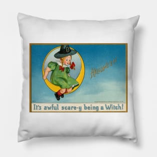 Vintage Halloween Cute Witch Pillow