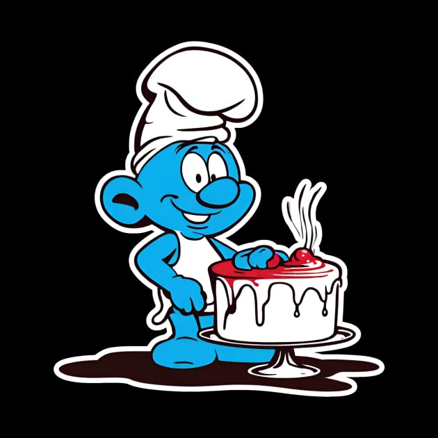 cute smurf baking a cake by Smurf