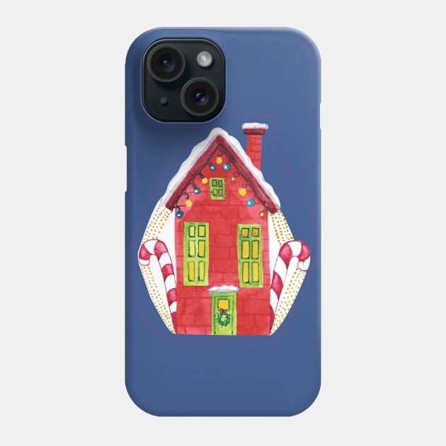 Red House with Christmas lights Phone Case by holidaystore