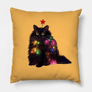 Christmas Lights Cat Pillow