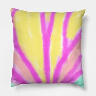 Pink yellow green watercolor abstract art Pillow