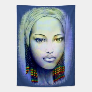 Creole African Girl Portrait Hand Drawing Tapestry