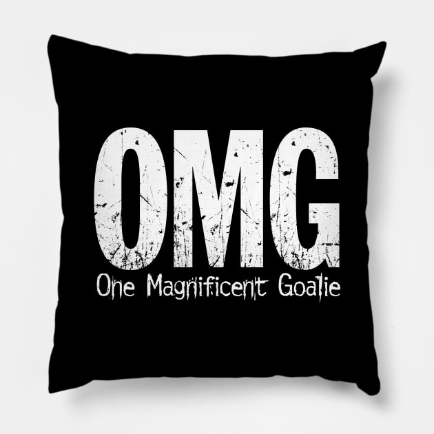 OMG: One Magnificent Goalie (hockey) Pillow by eBrushDesign