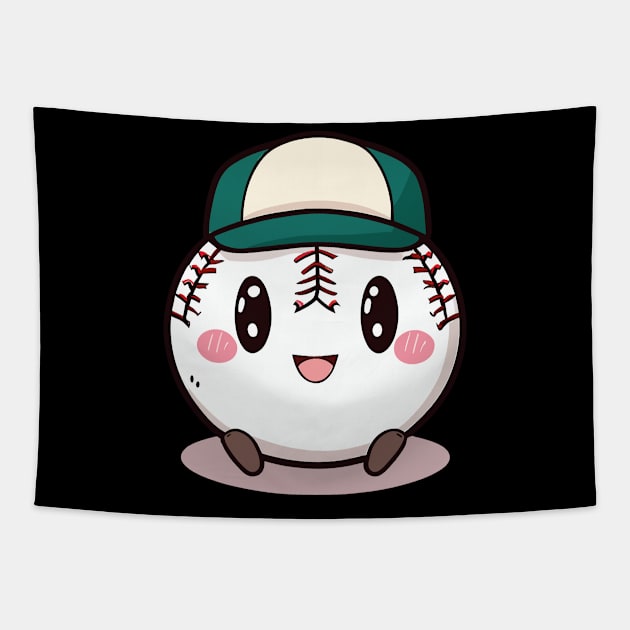 Cute Kawaii Baseball Pitches Be Crazy Tapestry by Jabir