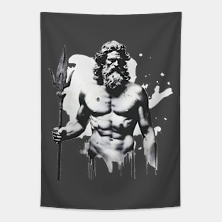 Poseidon Greek Mythology Streetart Style Tapestry