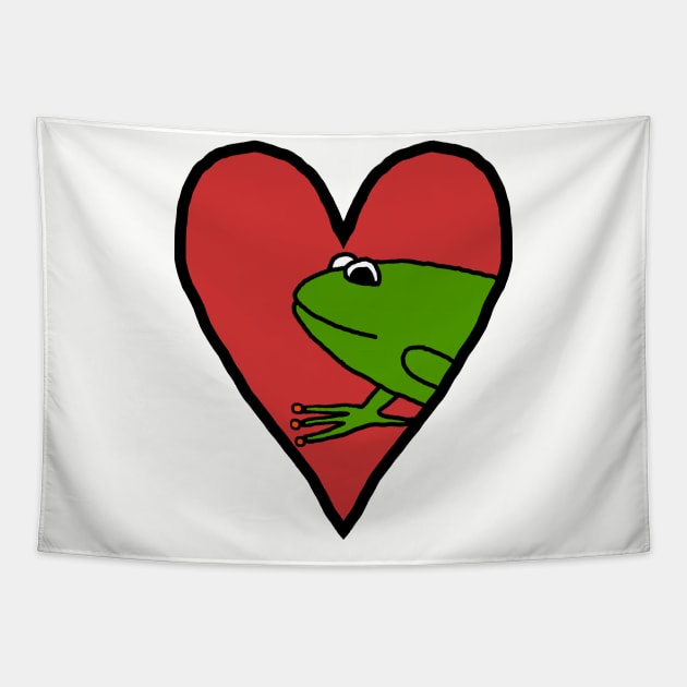 My Valentine Frog Man I love Frogs Tapestry by ellenhenryart