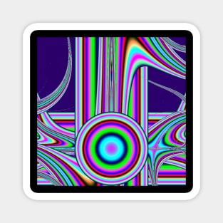 Trippy Multicolor Striped Circle and Curves Fractal Design Magnet