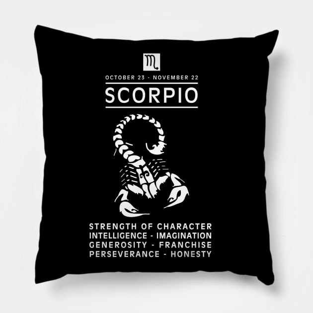 Scorpio Zodiac Sign Pillow by SublimeDesign