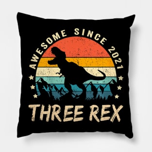 Kids Three Rex 3Rd Birthday Shirt Third Dinosaur 3 Year Old Pillow