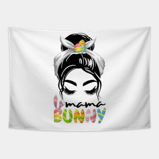 Mama Bunny Messy Bun Happy Easter Tapestry