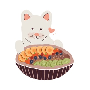 Cat with Acai Bowl T-Shirt