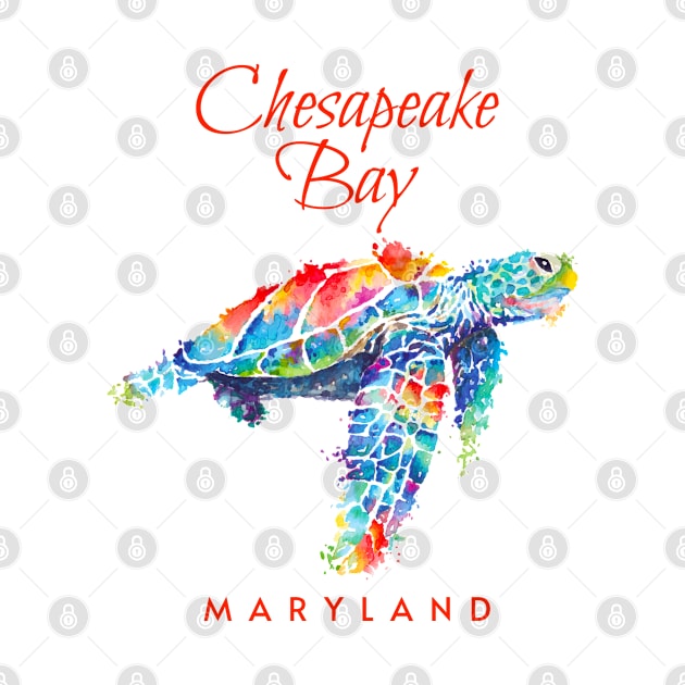 Chesapeake Bay Maryland Watercolor Sea Turtle by grendelfly73