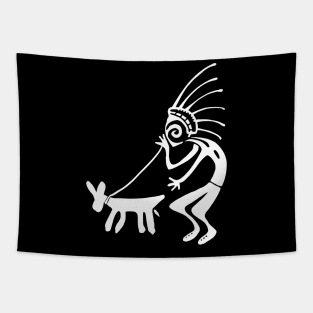 Kokopelli doggy white Tapestry