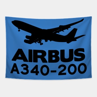 Airbus A340-200 Silhouette Print (Black) Tapestry