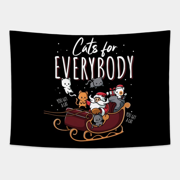 Cats For Everybody Funny Christmas Cat Tapestry by NerdShizzle