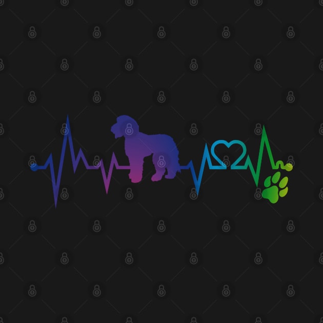 Labradoodle Colorful Heartbeat, Heart & Dog Paw by kimoufaster