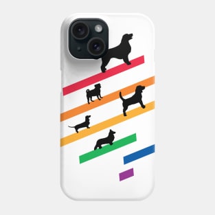 Cosmic Rainbow Dogs - Stripes and Black Silhouettes Phone Case