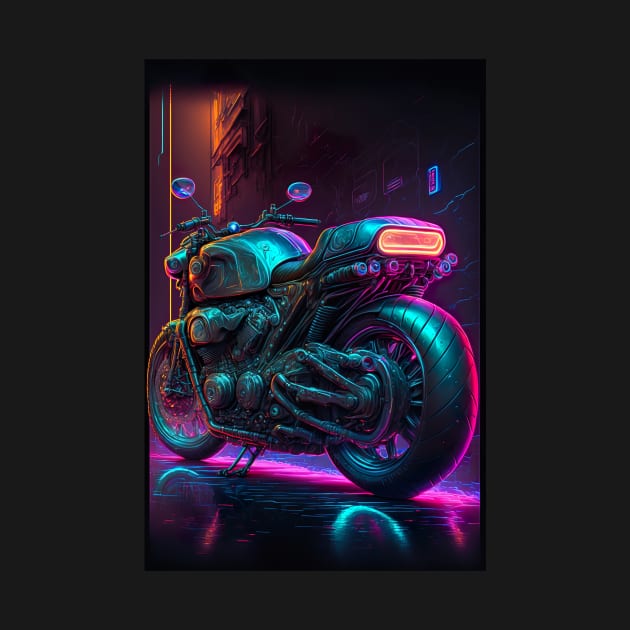 Cyber future motorbike with neon lights by KoolArtDistrict